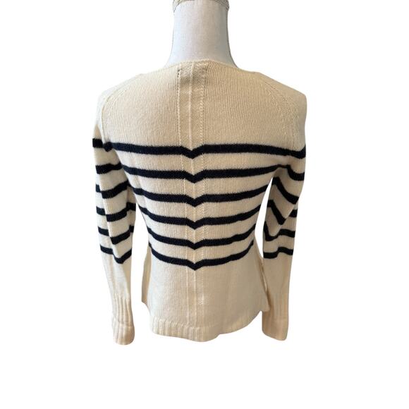 Only Mine Nautical Striped Cashmere sweater Ivory Navy Blue XS - Picture 4 of 5